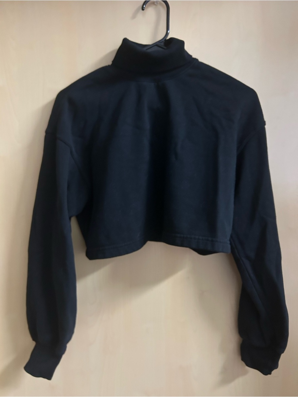 H&M Black Cropped Turtleneck Sweatshirt